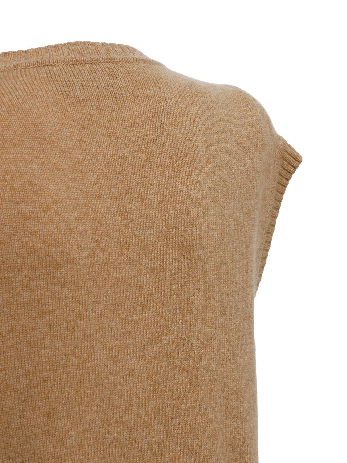 Shop Gucci Cashmere Knit Vest W/ Chain Detail In Camel,mix