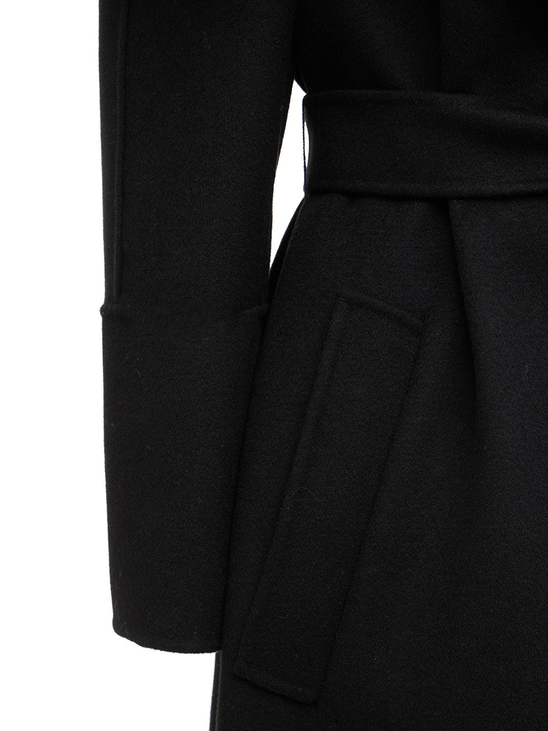 Shop 's Max Mara Elisa Wool Belted Long Coat In Black
