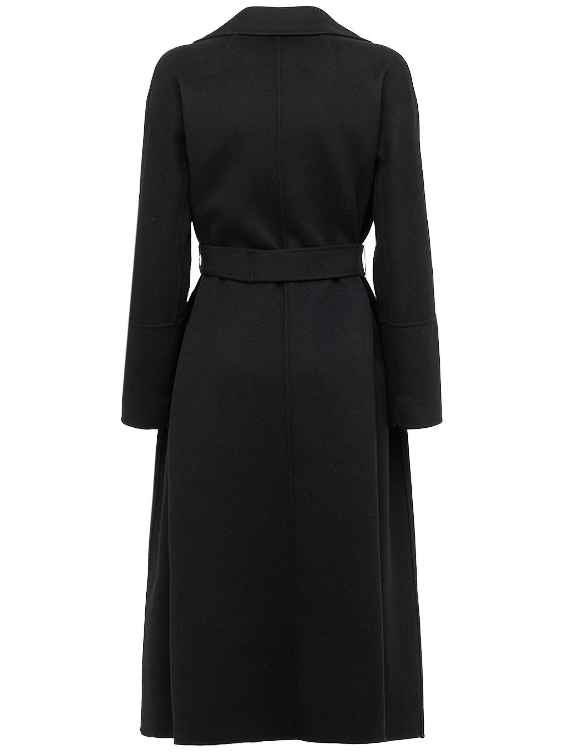 Shop 's Max Mara Elisa Wool Belted Long Coat In Black