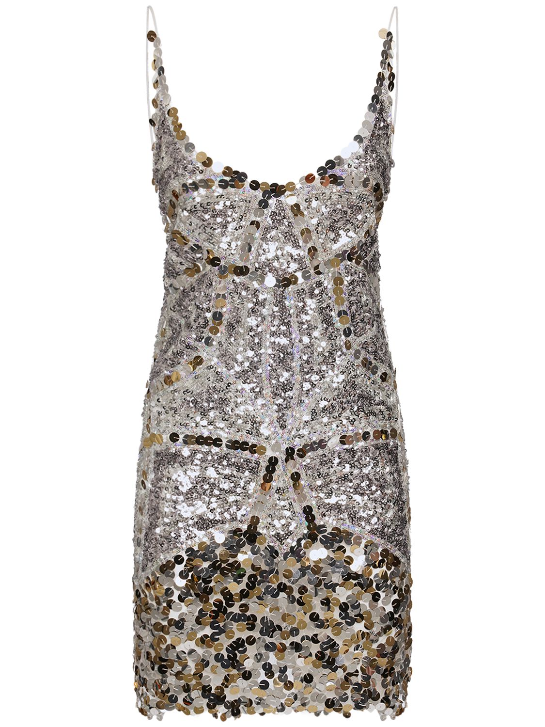 Ermanno Scervino - Vestito in mesh con paillettes - Oro/Argento