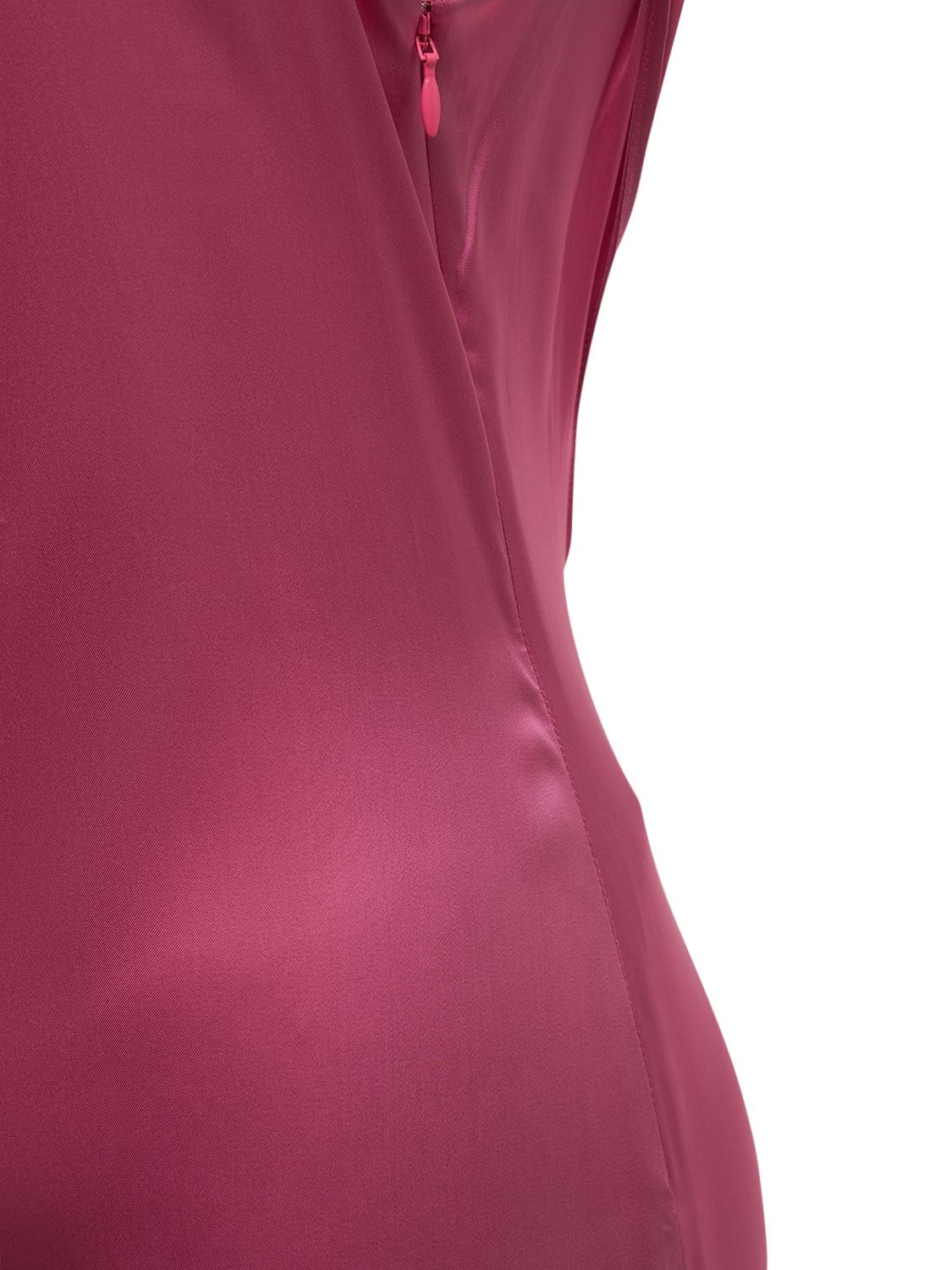 Shop Jacquemus La Robe Mentalo Viscose Satin Long Dress In 핑크