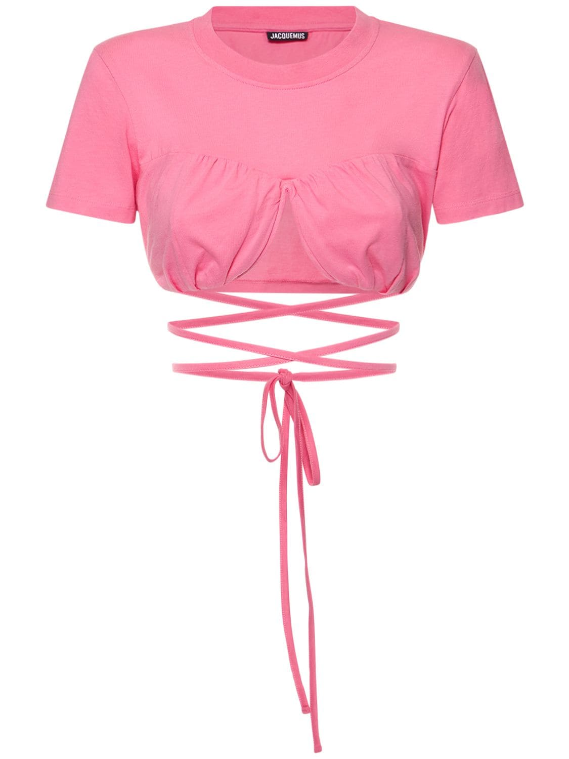Le T-shirt Baci Cotton Crop Top In Pink
