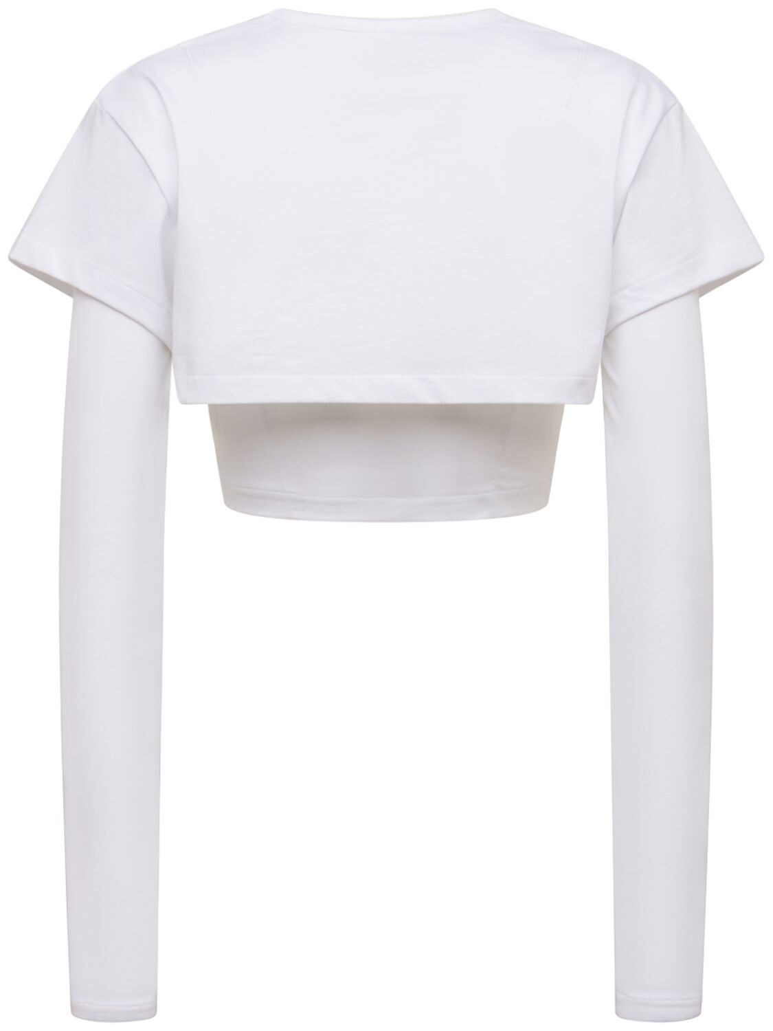 Shop Jacquemus Le Double T-shirt Cotton Jersey T-shirt In White