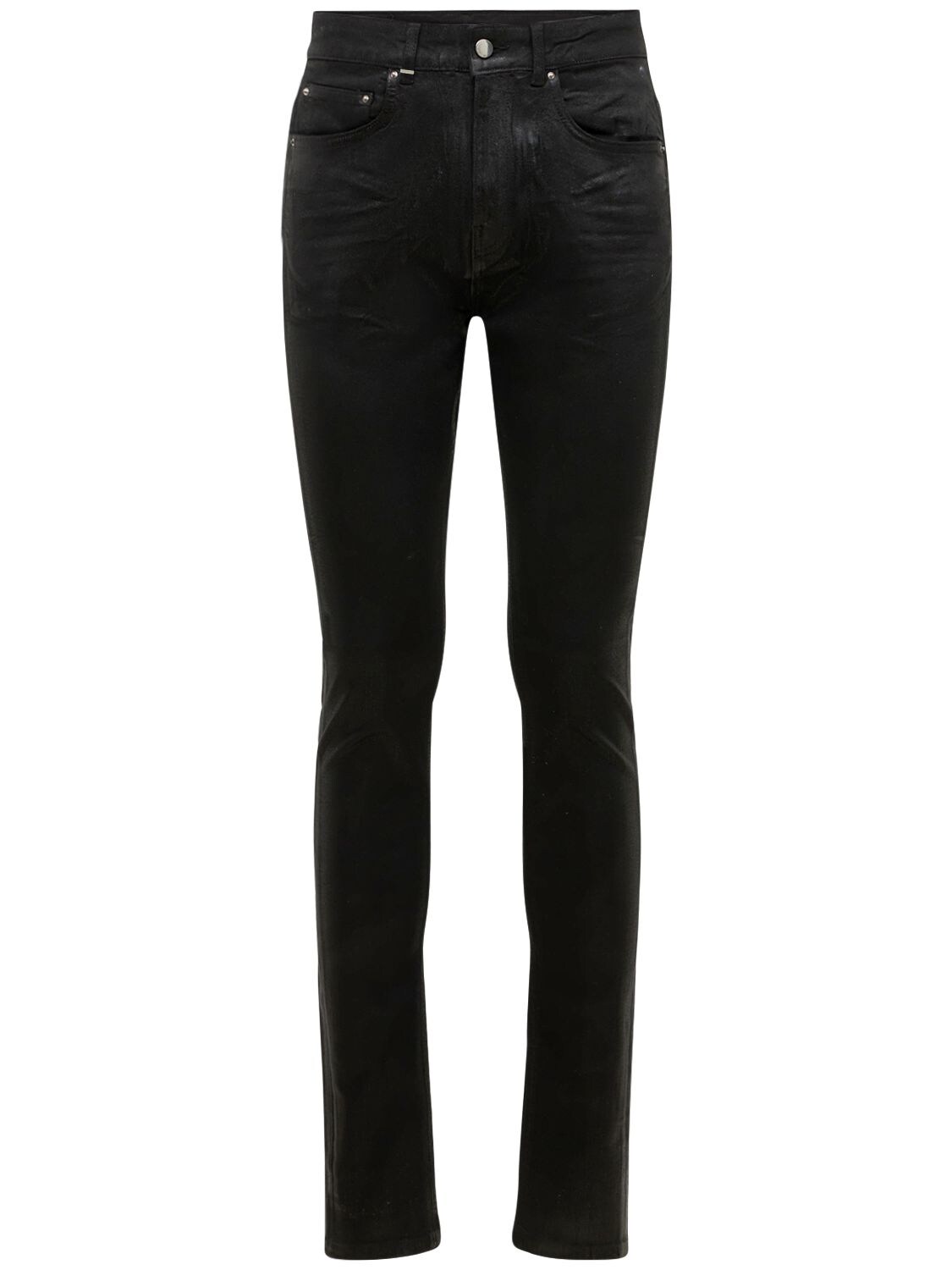 Flaneur Homme Waxed Skinny Jeans In Black