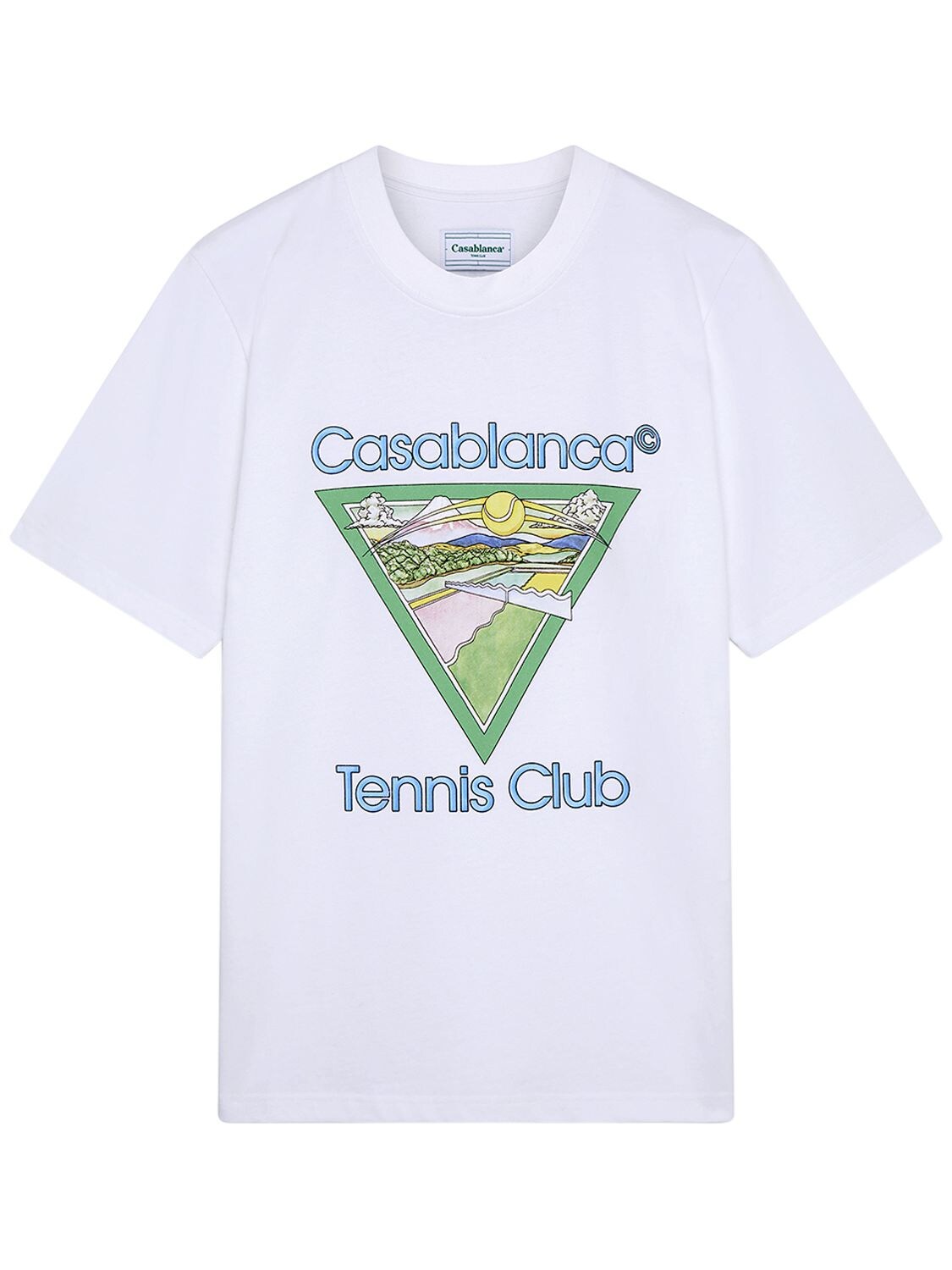 CASABLANCA TENNIS CLUB PRINT COTTON T-SHIRT