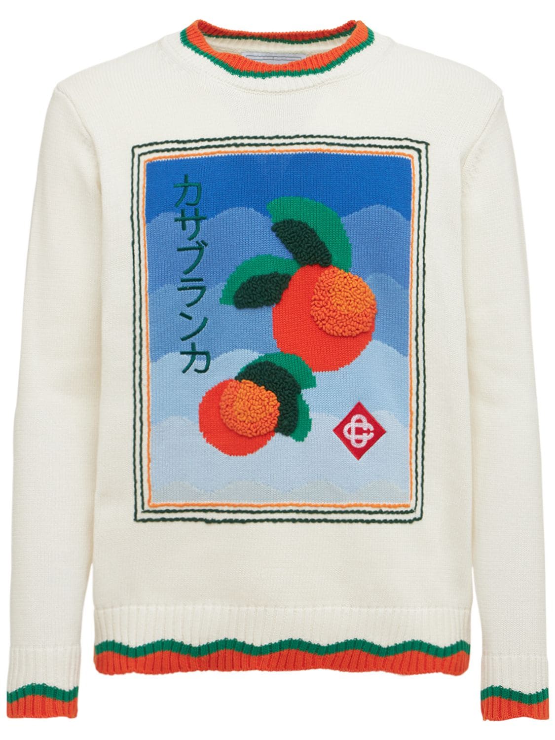 Casablanca - Orange intarsia cotton knit sweater - Orange | Luisaviaroma