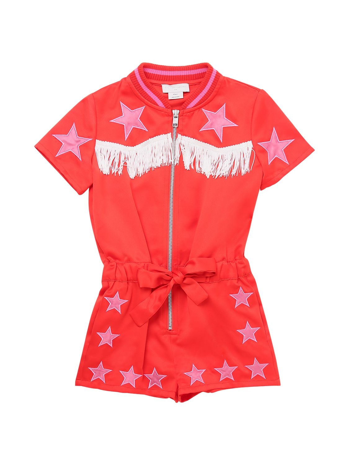 Stella Mccartney Short Jumpsuit With Application In Red