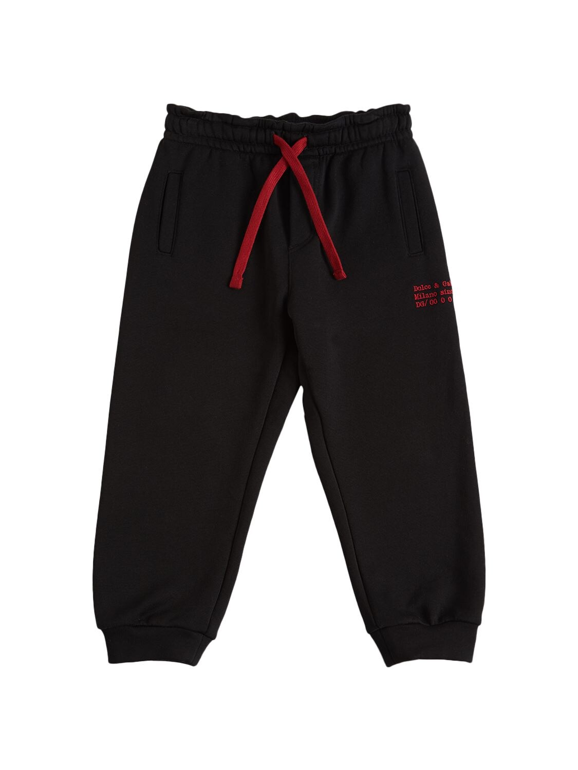 Dolce & Gabbana Kids' Embroidered Cotton Sweatpants In Black