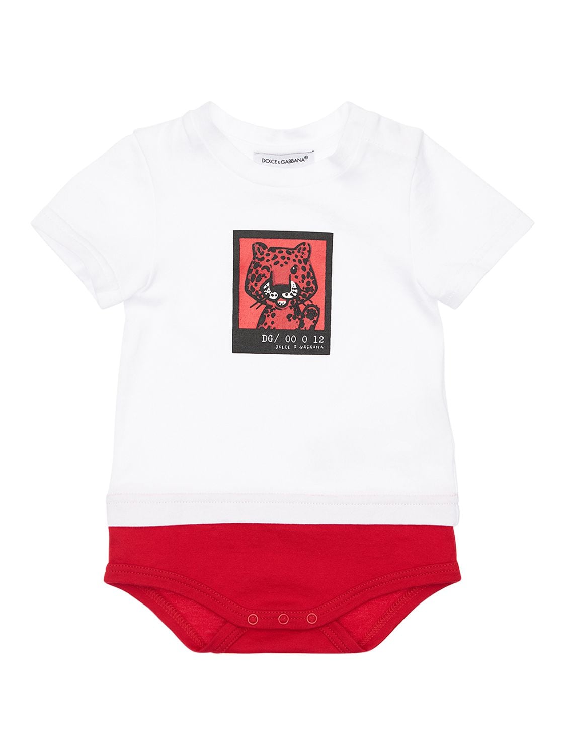 Dolce & Gabbana Babies' Printed Cotton Jersey Bodysuit In White,red