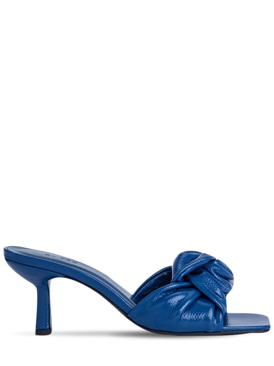By Far Lana Glossy Twist Kitten-heel Mules In Blue