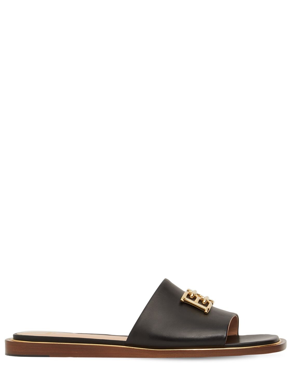 Bally 10mm Eloise Leather Slide Flats In Black
