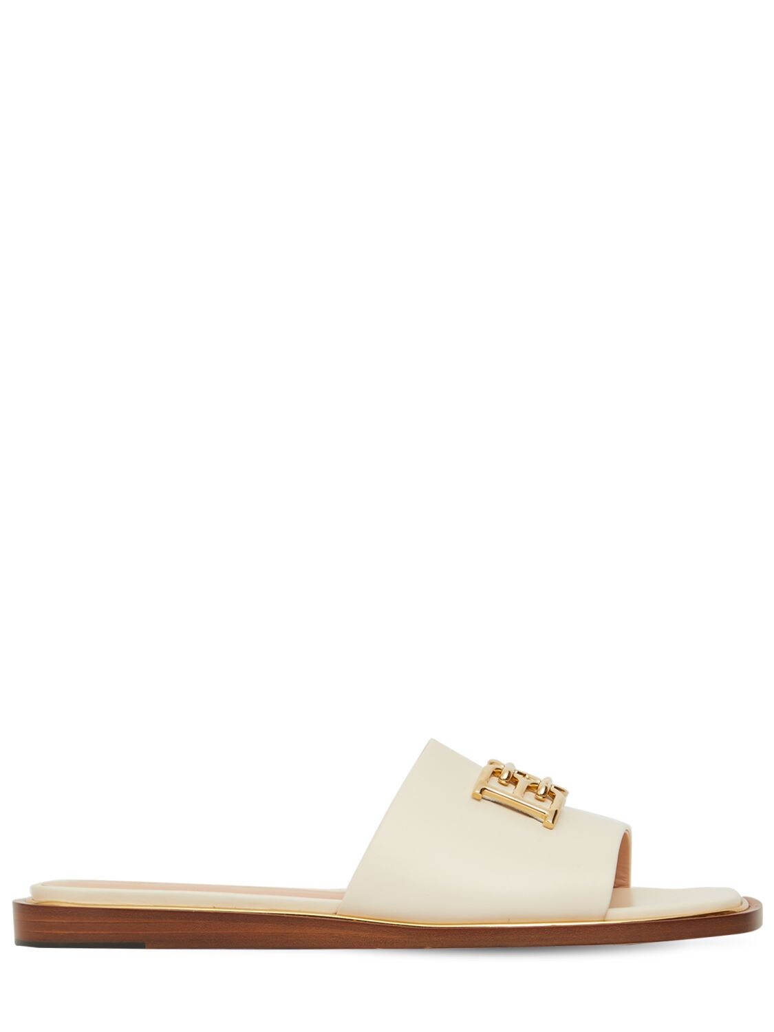 Bally 10mm Eloise Leather Slide Flats In Ivory
