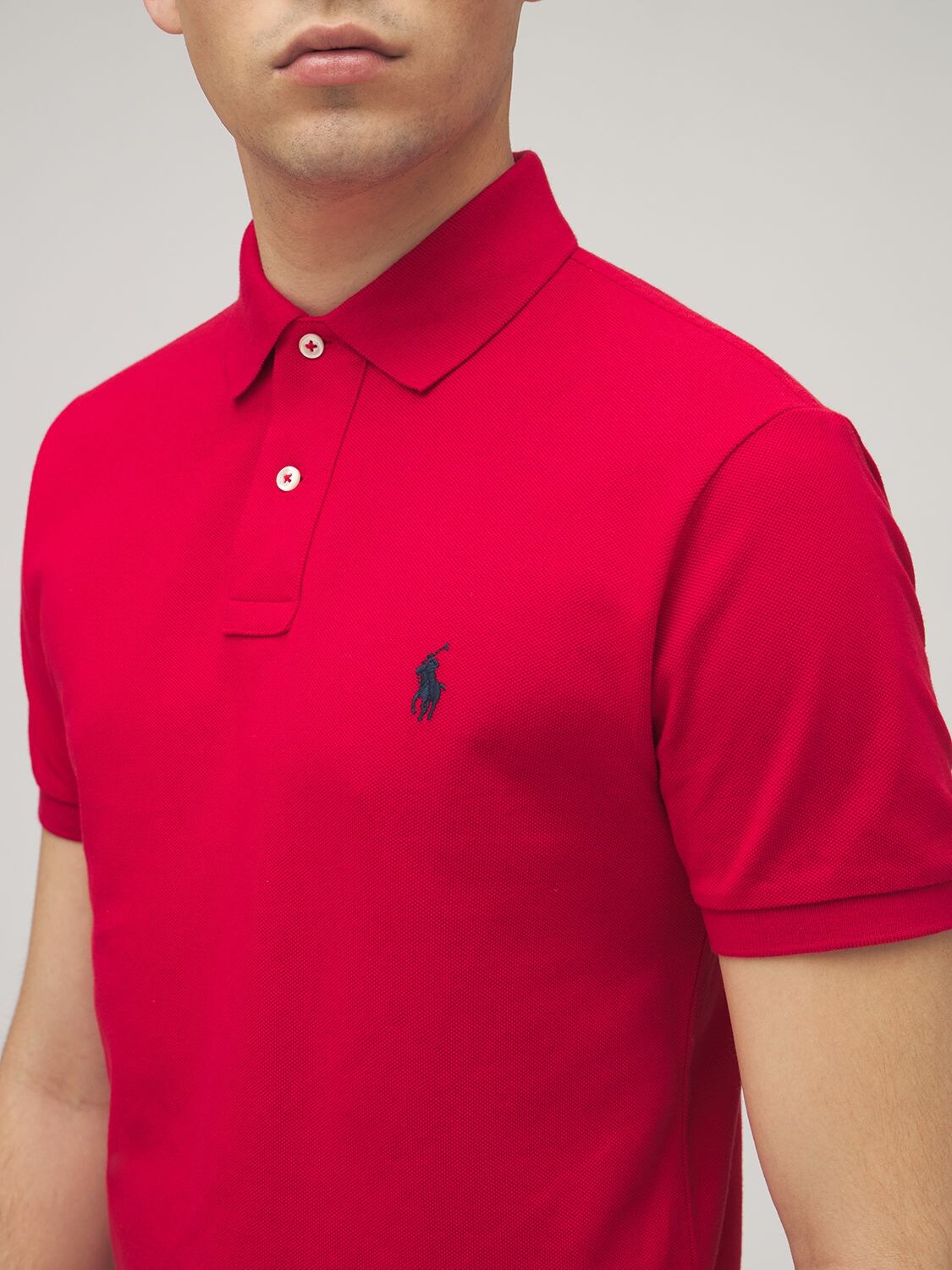 Shop Polo Ralph Lauren Classic Slim Fit Cotton Piqué Polo In Красный