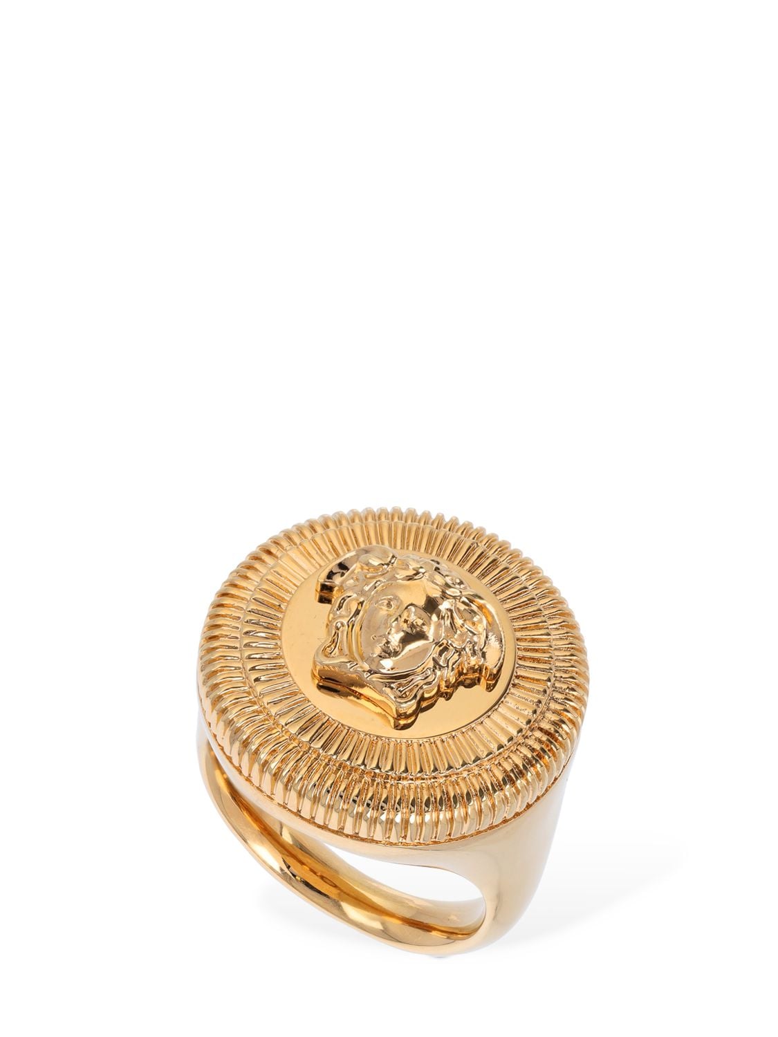 Shop Versace Medusa Thick Ring In Gold