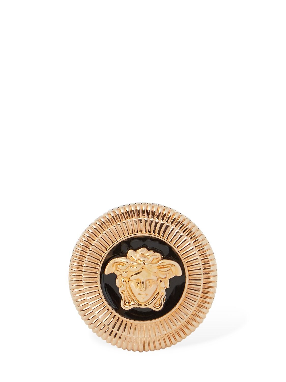 Versace Medusa Enamel Thick Ring In Gold,black | ModeSens