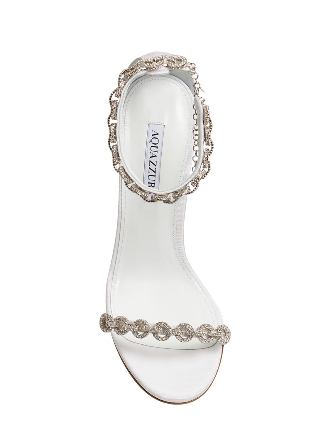 Shop Aquazzura 105mm Love Link Grosgrain Sandals In White