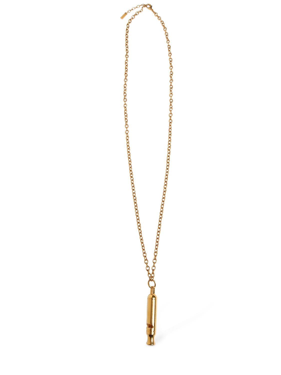 Saint Laurent Sim Key Rhinestone Charm Necklace - Silver