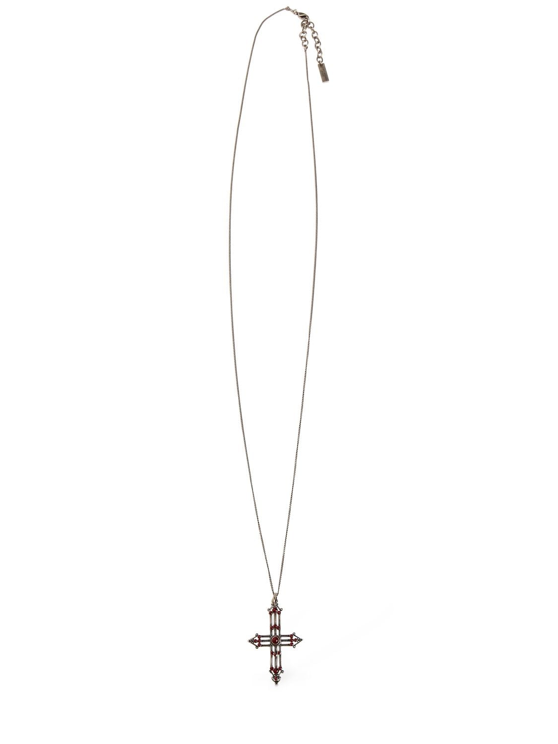 SAINT LAURENT Romantic Cross Charm Long Chain Necklace