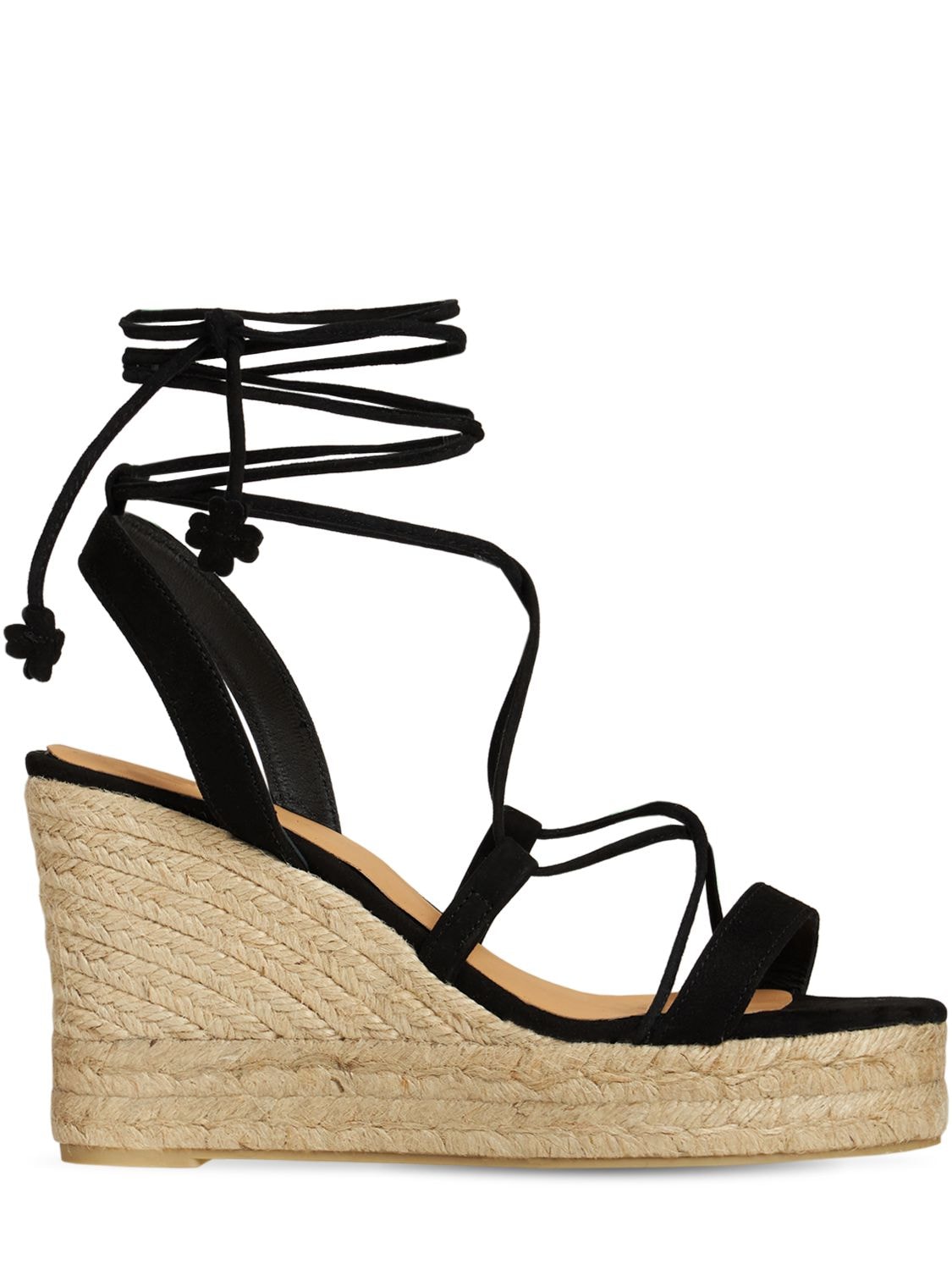 black suede espadrille wedges