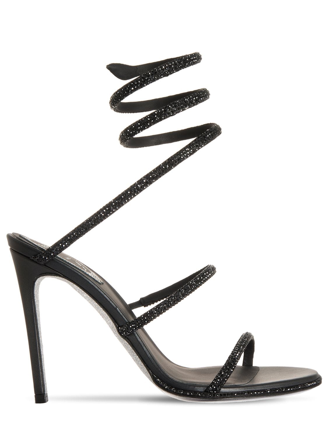 Shop René Caovilla 105mm Embellished Leather Sandals In Black
