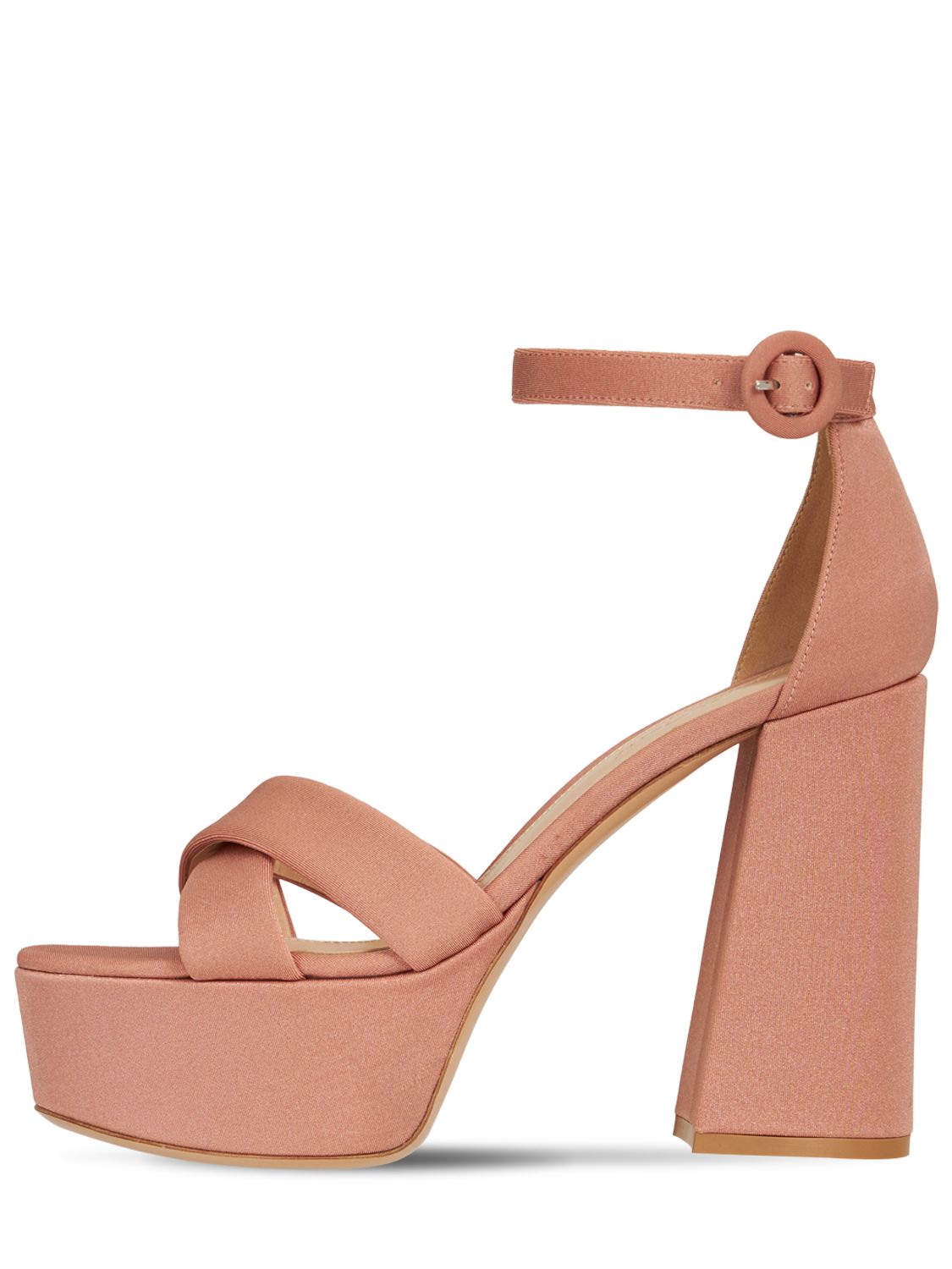 Gianvito Rossi Crisscross Block-heel Platform Sandals In 블러쉬