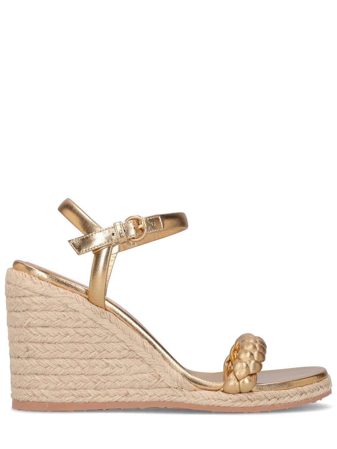 Gianvito Rossi 90mm Cruz Leather Espadrille Wedges In Gold