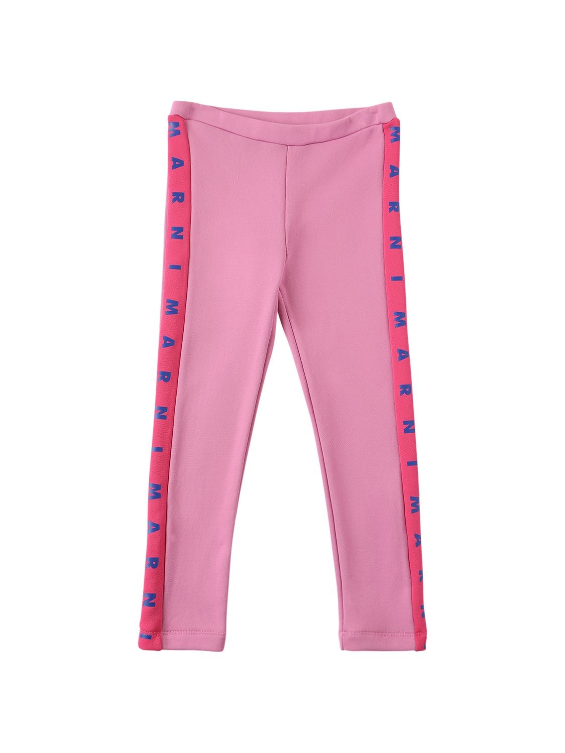 Marni Junior Kids' Logo Cotton Blend Leggings In Pink