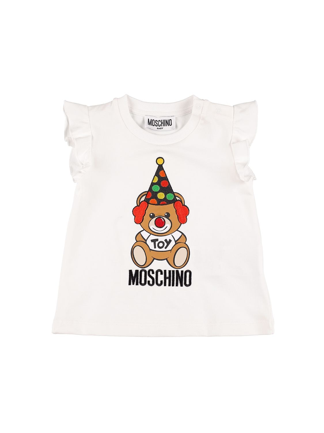 Moschino Kids' Circus Toy Logo Cotton Jersey T-shirt In White