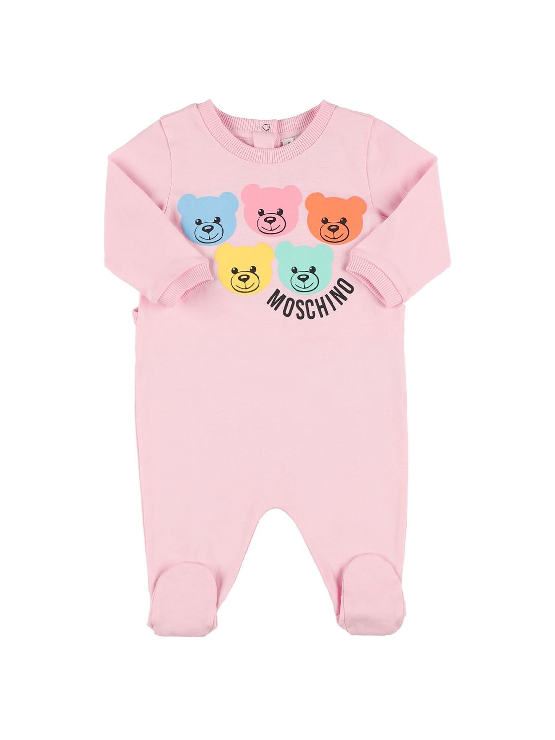 Moschino Babies' Toys Logo Organic Cotton Romper In Pink