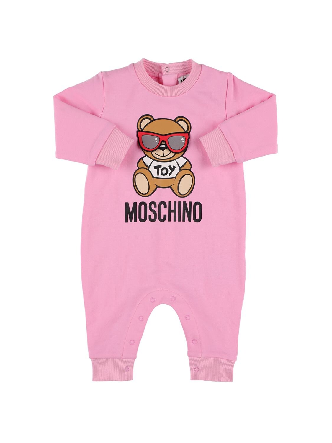 Moschino Babies' Toy Logo Cotton Jersey Romper In Тёмно-розовый