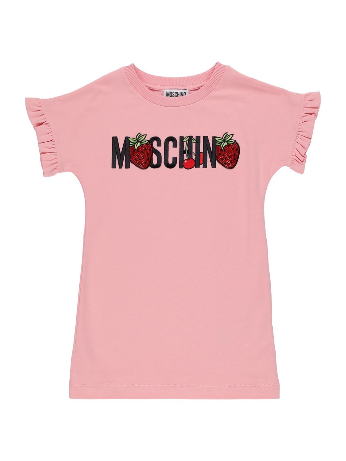 Moschino Kids' Logo Cotton Sweat Dress In Розовый