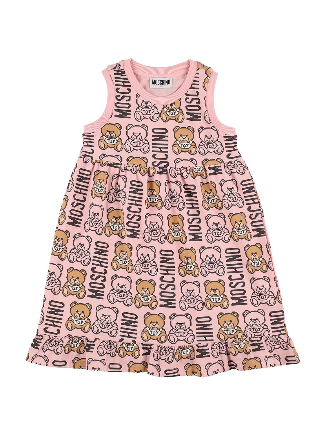 Moschino Kids' Toy Logo Cotton Jersey Dress In Pink
