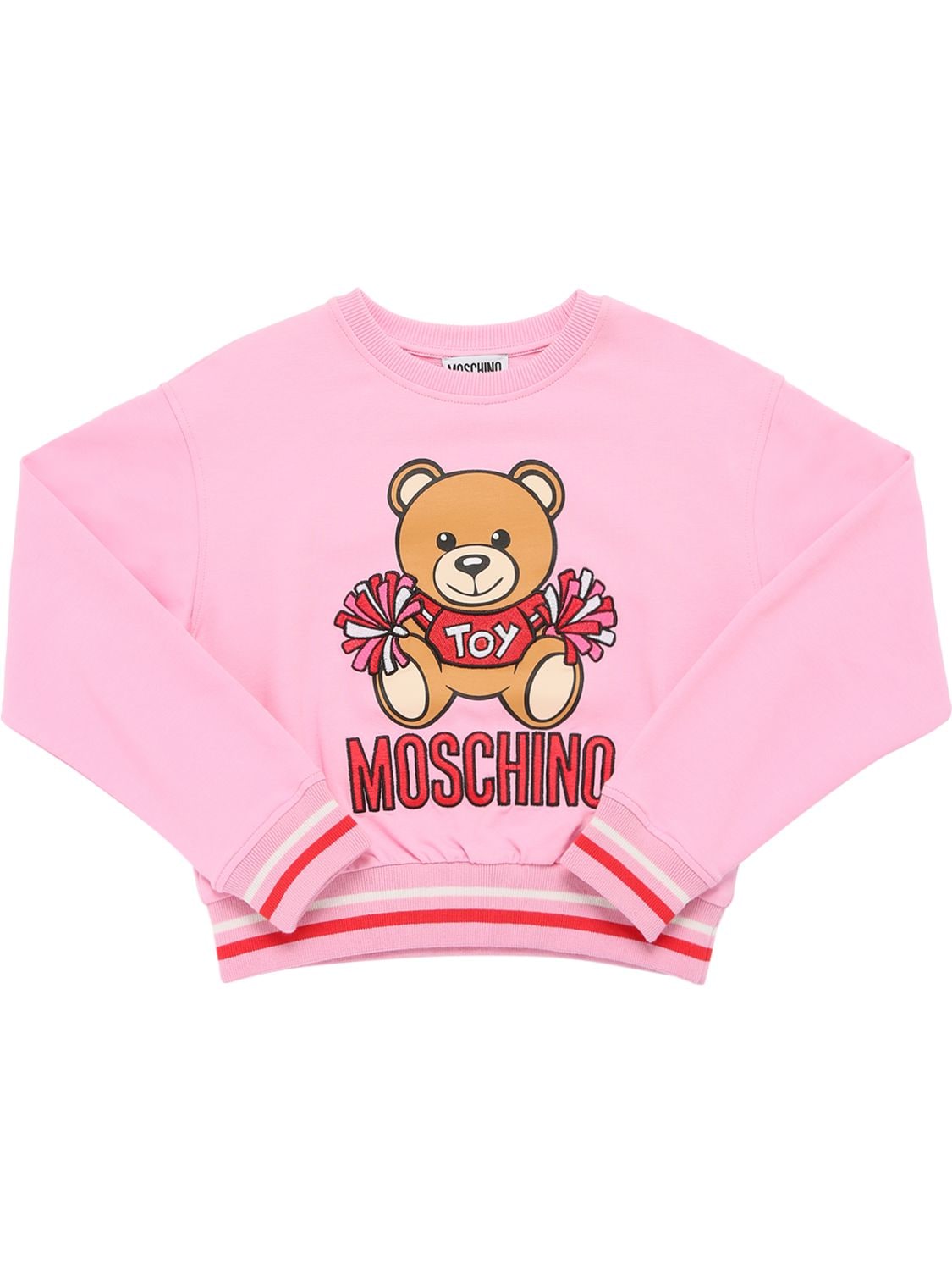 Moschino Kids' Cheerleader Toy Logo Cotton Sweatshirt In Pink