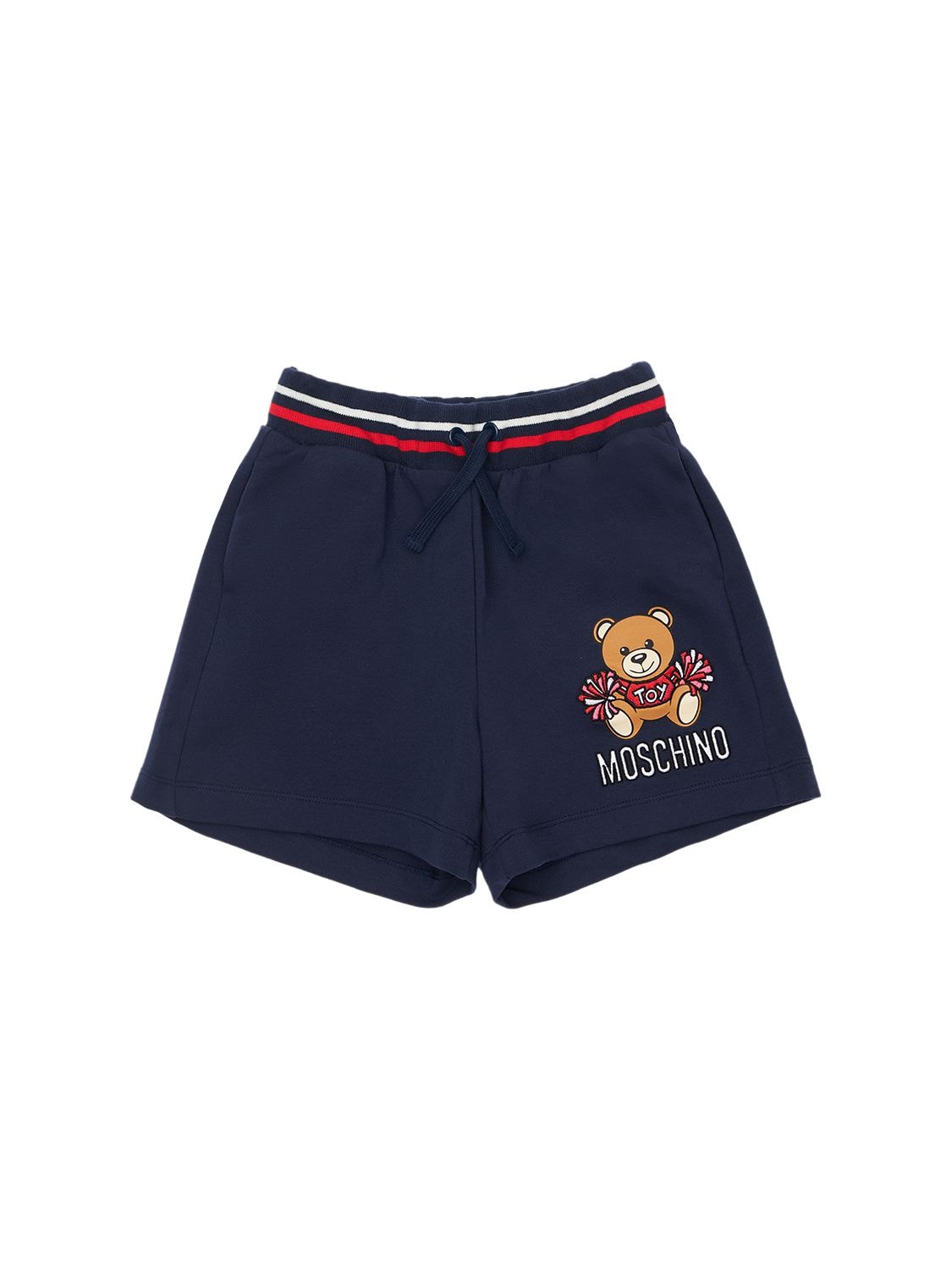 Moschino Kids' Toy Logo Cotton Jersey Sweat Shorts In 네이비