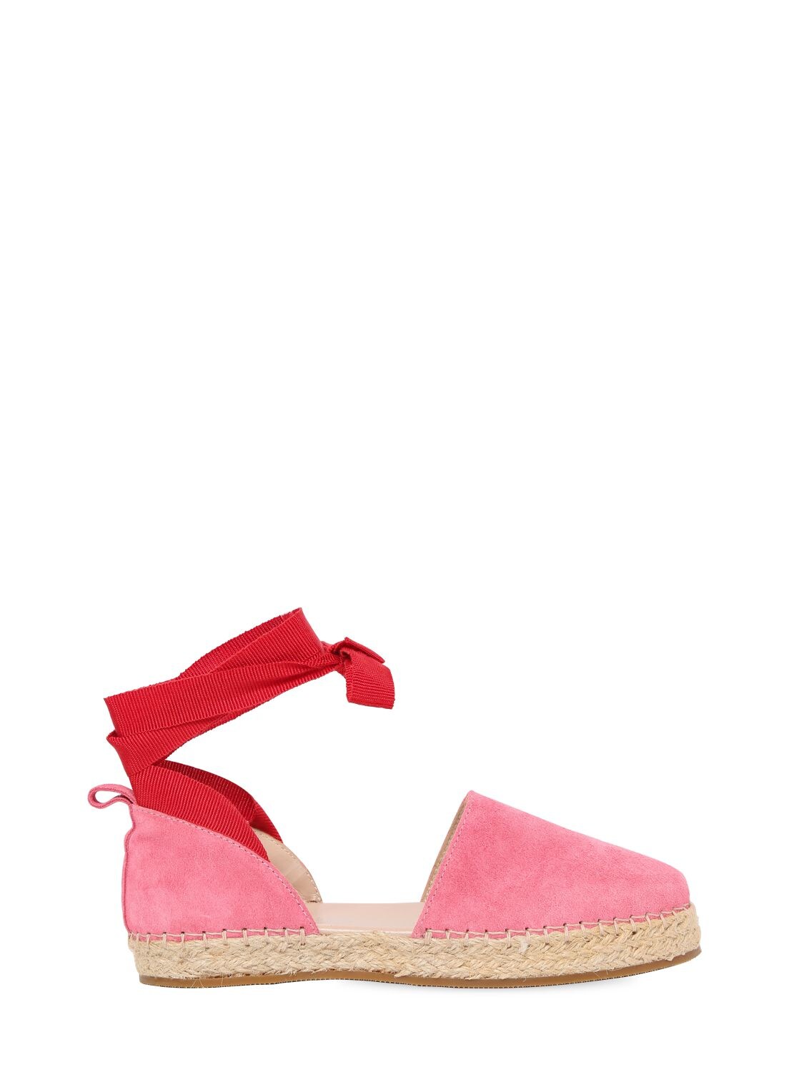 Simonetta Bi-color Suede Espadrilles In Pink,red