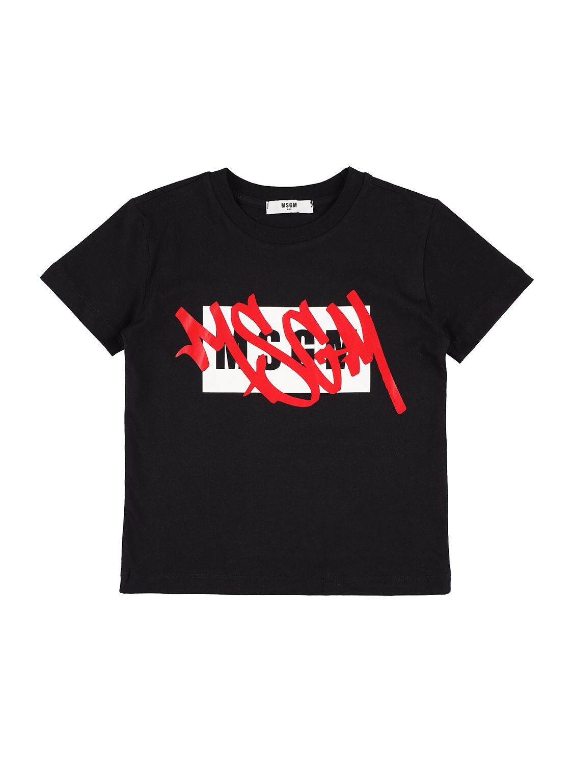 MSGM LOGO PRINTED COTTON JERSEY T-SHIRT