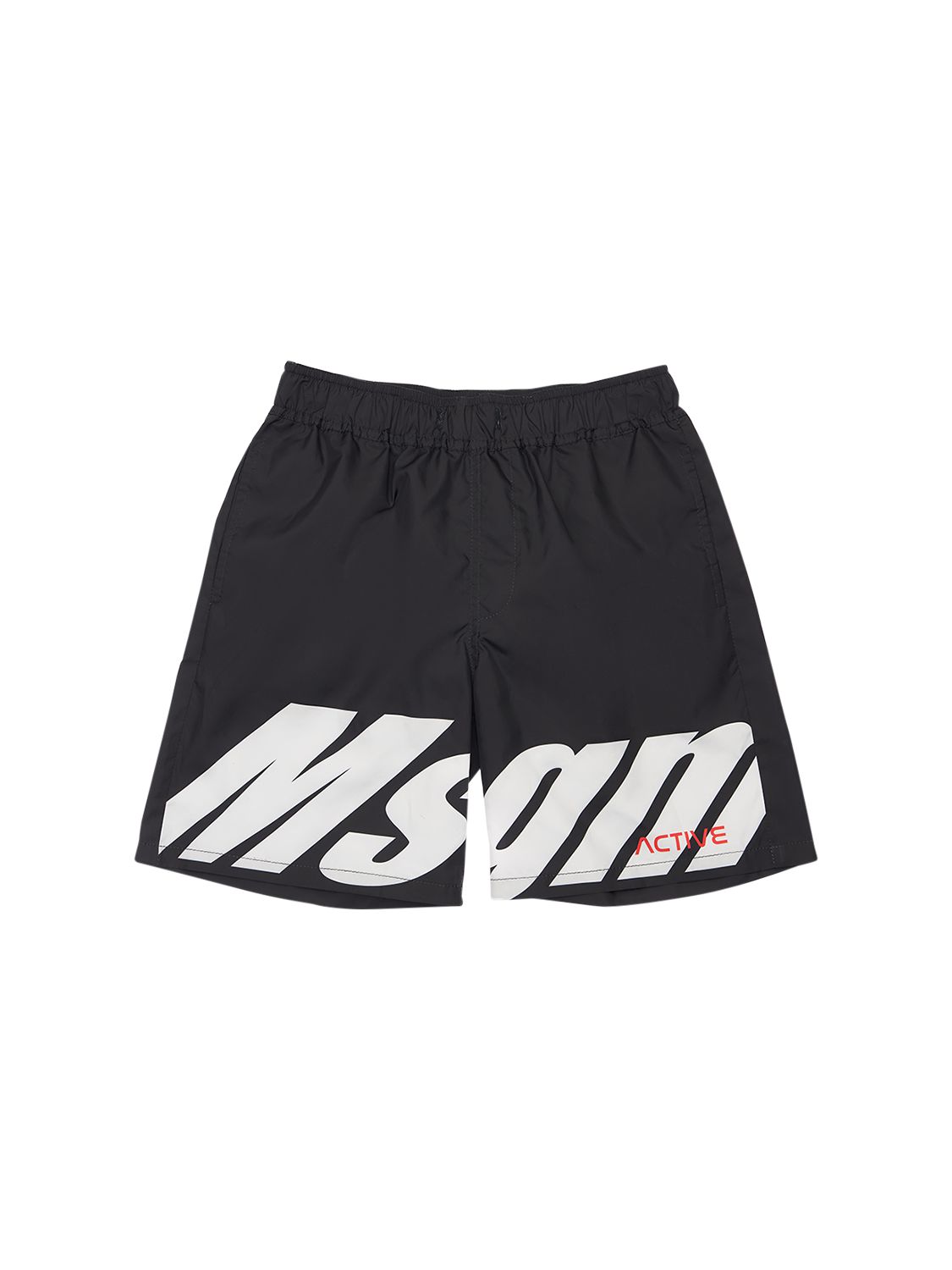 Msgm Logo Print Nylon Swim Shorts In Black
