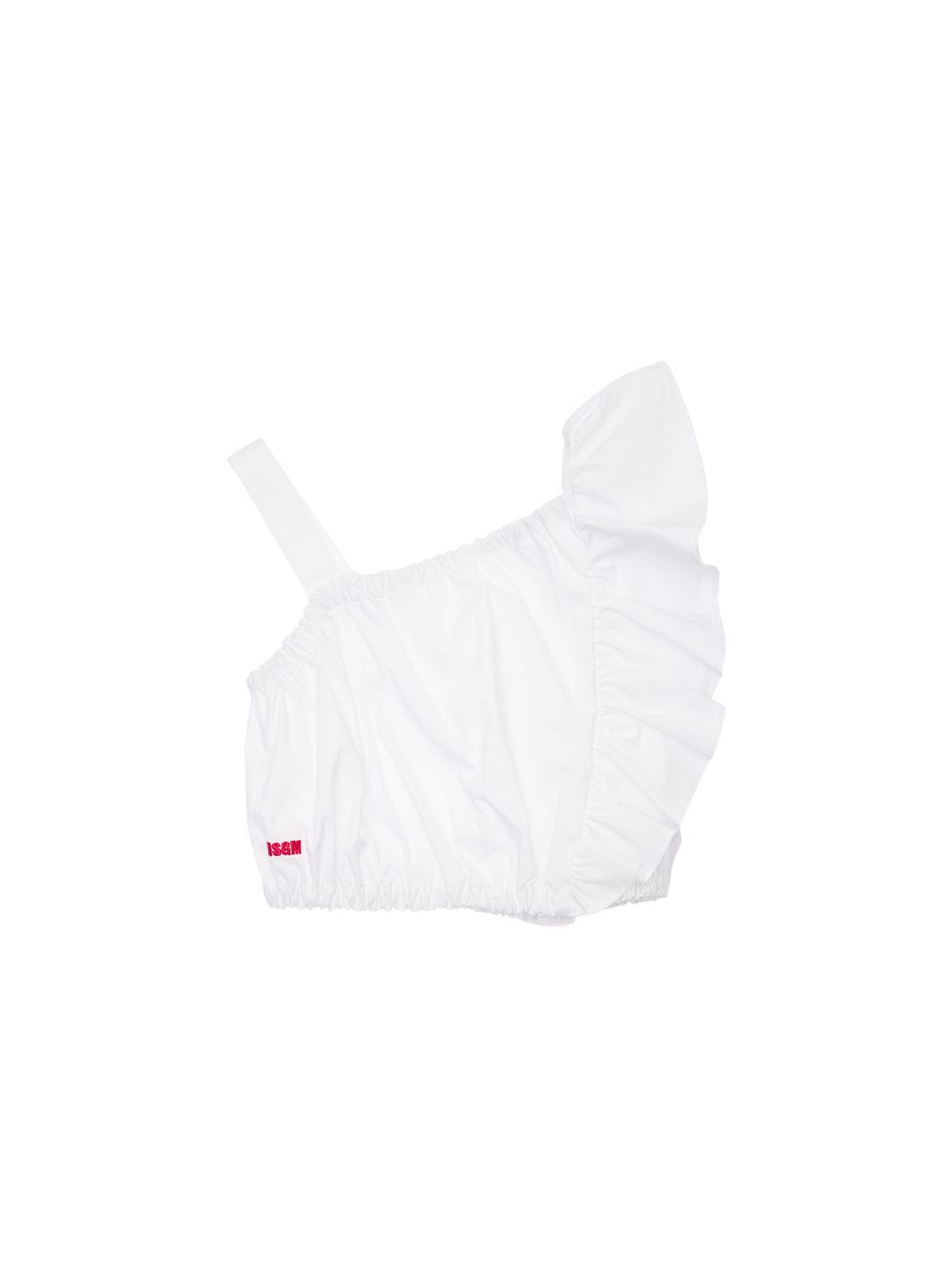 MSGM RUFFLED POPLIN BLEND CROP TOP