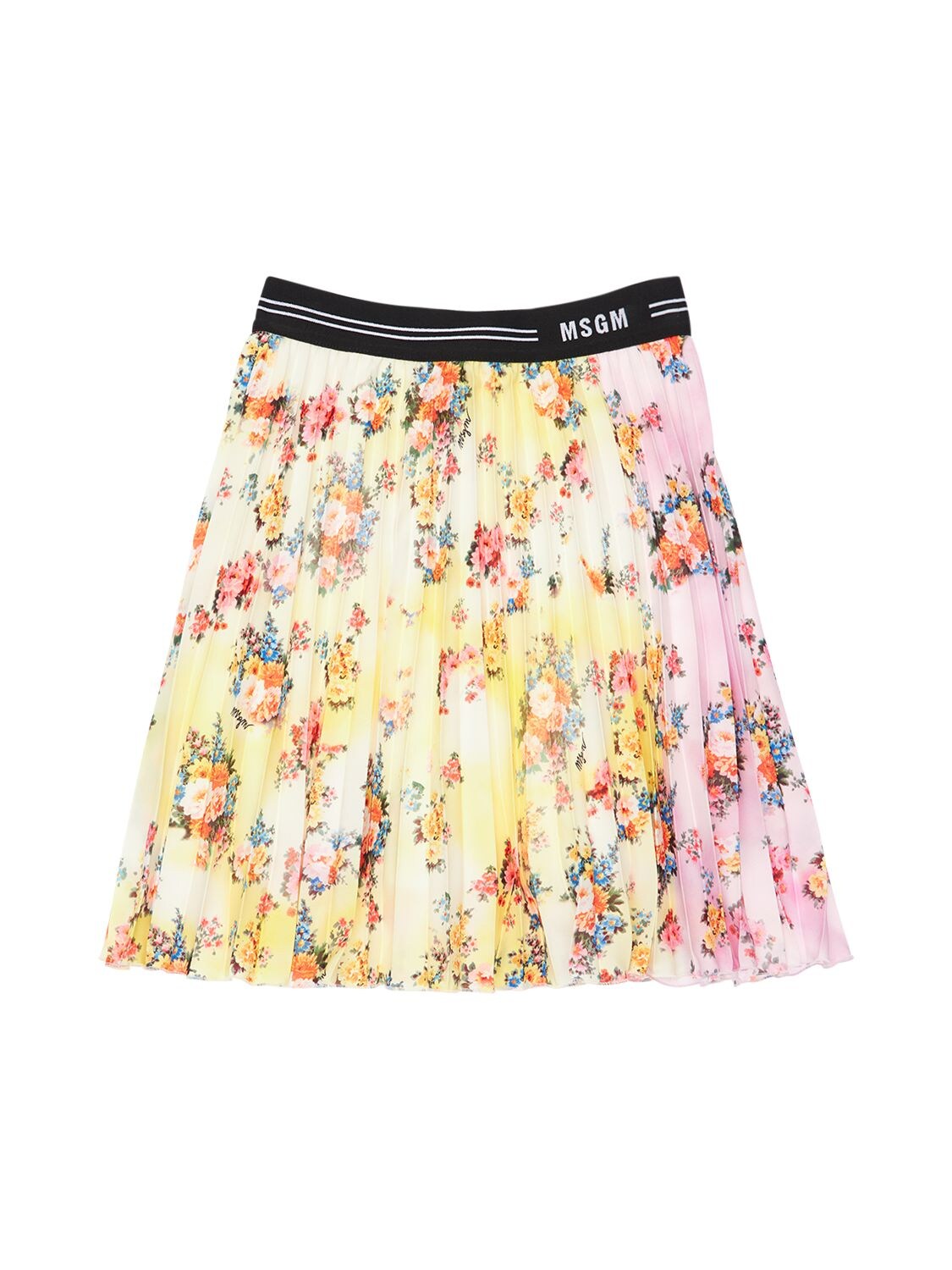 MSGM PRINTED PLEATED MINI SKIRT W/ LOGO