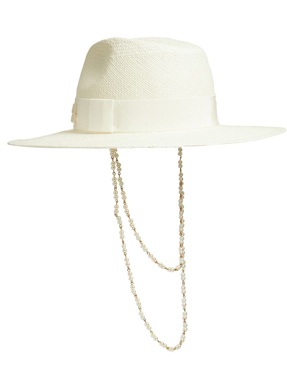 Shop Ruslan Baginskiy Straw Boater Hat W/ Chin Straps In White