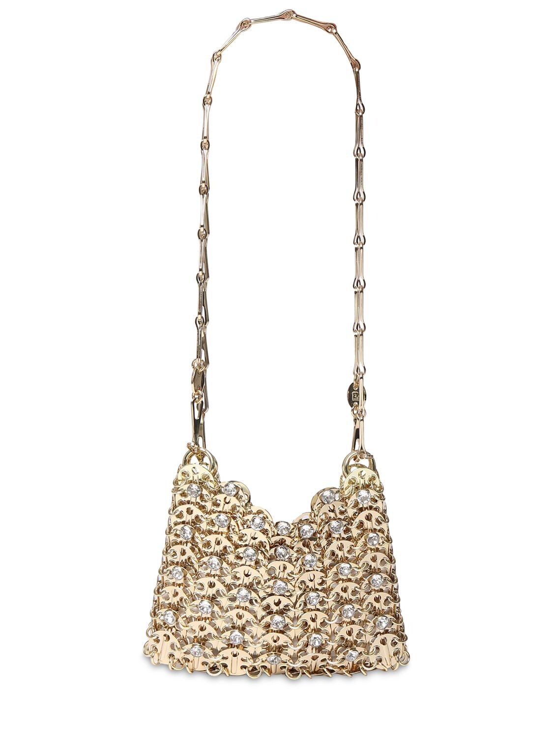 Paco Rabanne - 1969 nano metalic sparkling shoulder bag - Light Gold ...