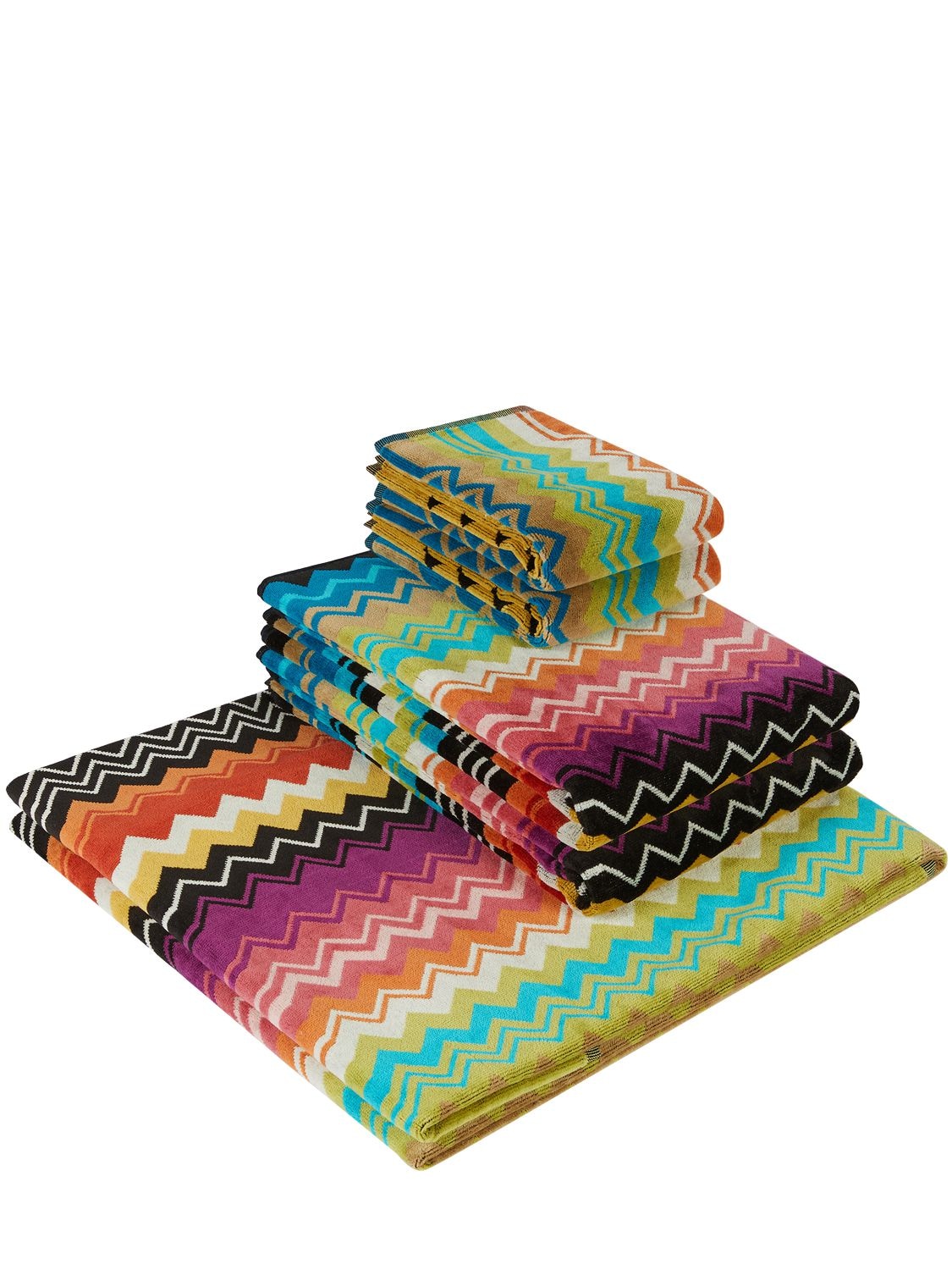 Missoni Home Collection Set Of 3 Giacomo Cotton Towels In Multicolor