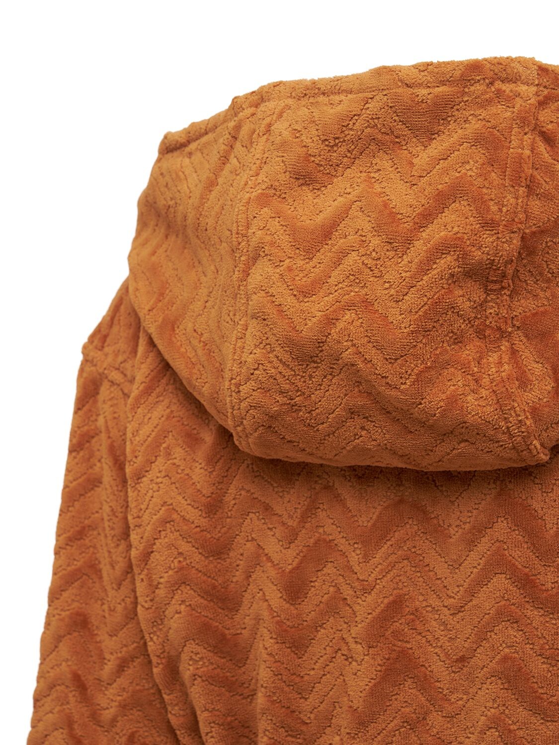 Shop Missoni Home Collection Rex Hooded Cotton Bathrobe In Orange