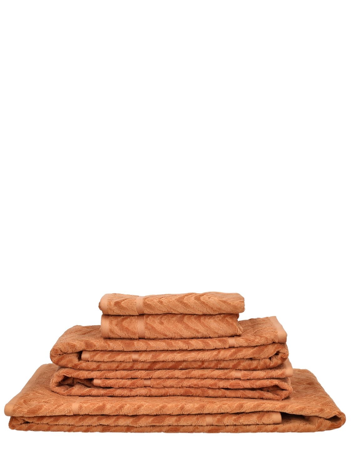 Missoni Set Of 5 Rex Cotton Towels In Orange