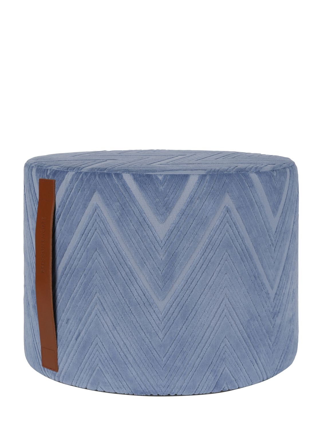 Missoni Home Collection Basel Cotton Velvet Pouf In Blue
