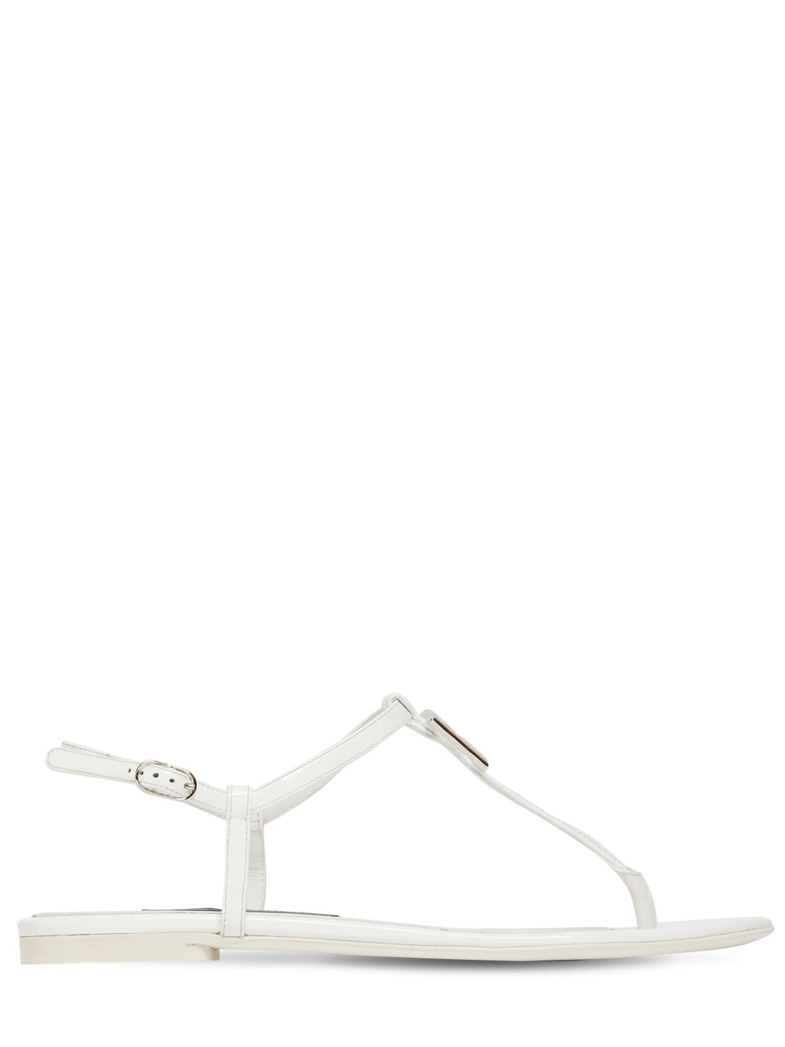 Dolce & Gabbana 10mm Patent Leather Thong Sandals In White