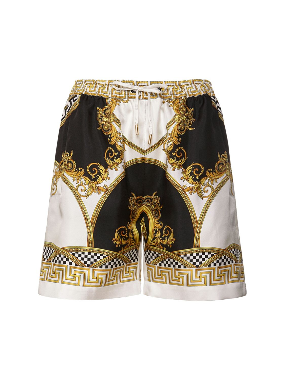 VERSACE SILK TWILL PRINT MINI SHORTS