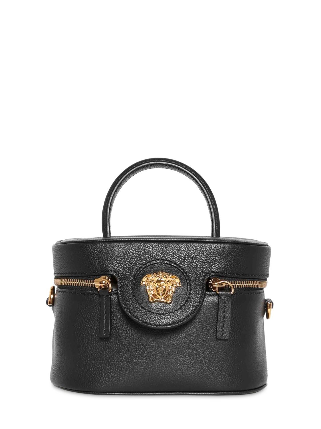 Versace Medusa Leather Top Handle Bag In Black | ModeSens