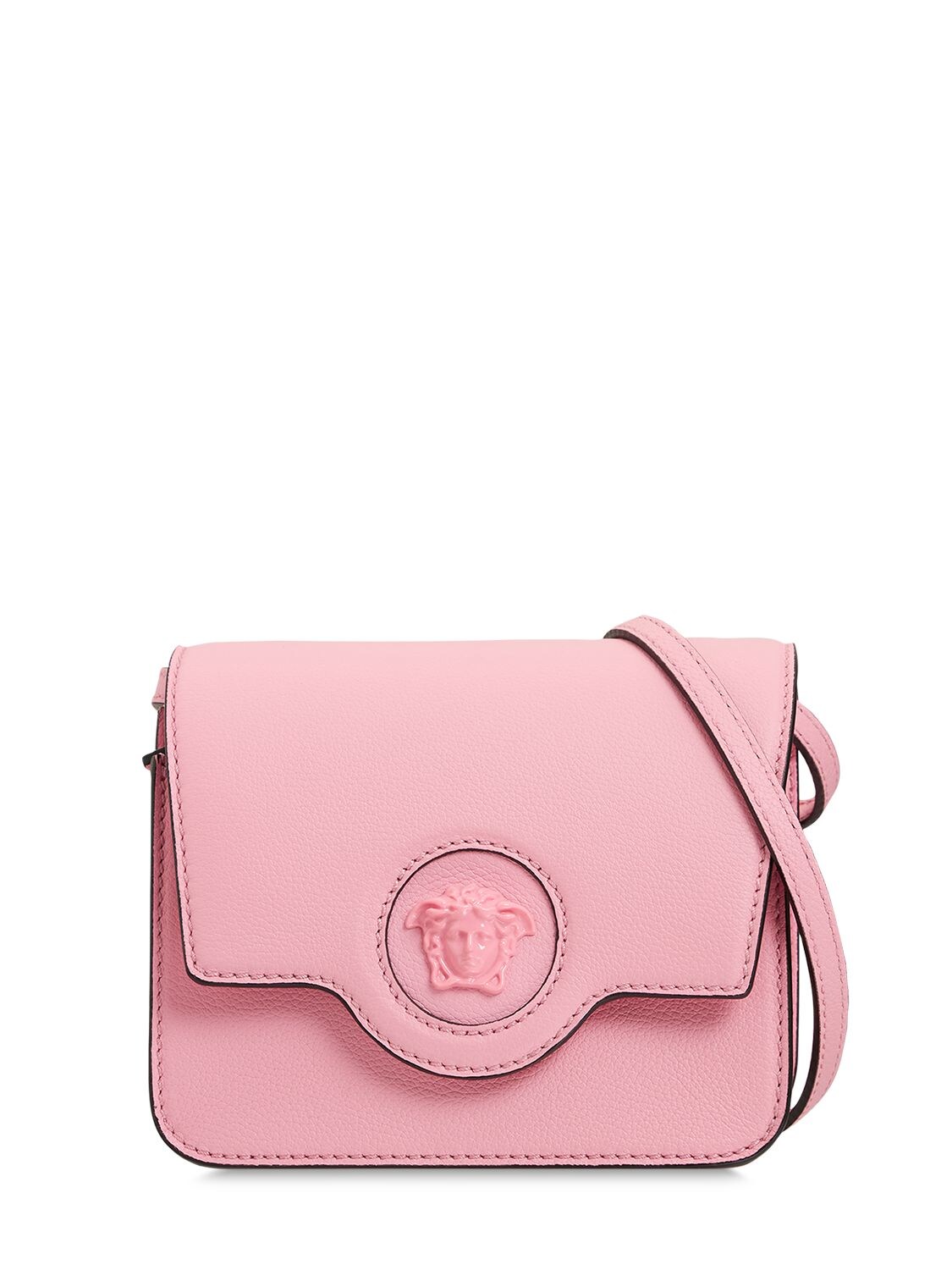 Versace Medusa Leather Shoulder Bag In Pink