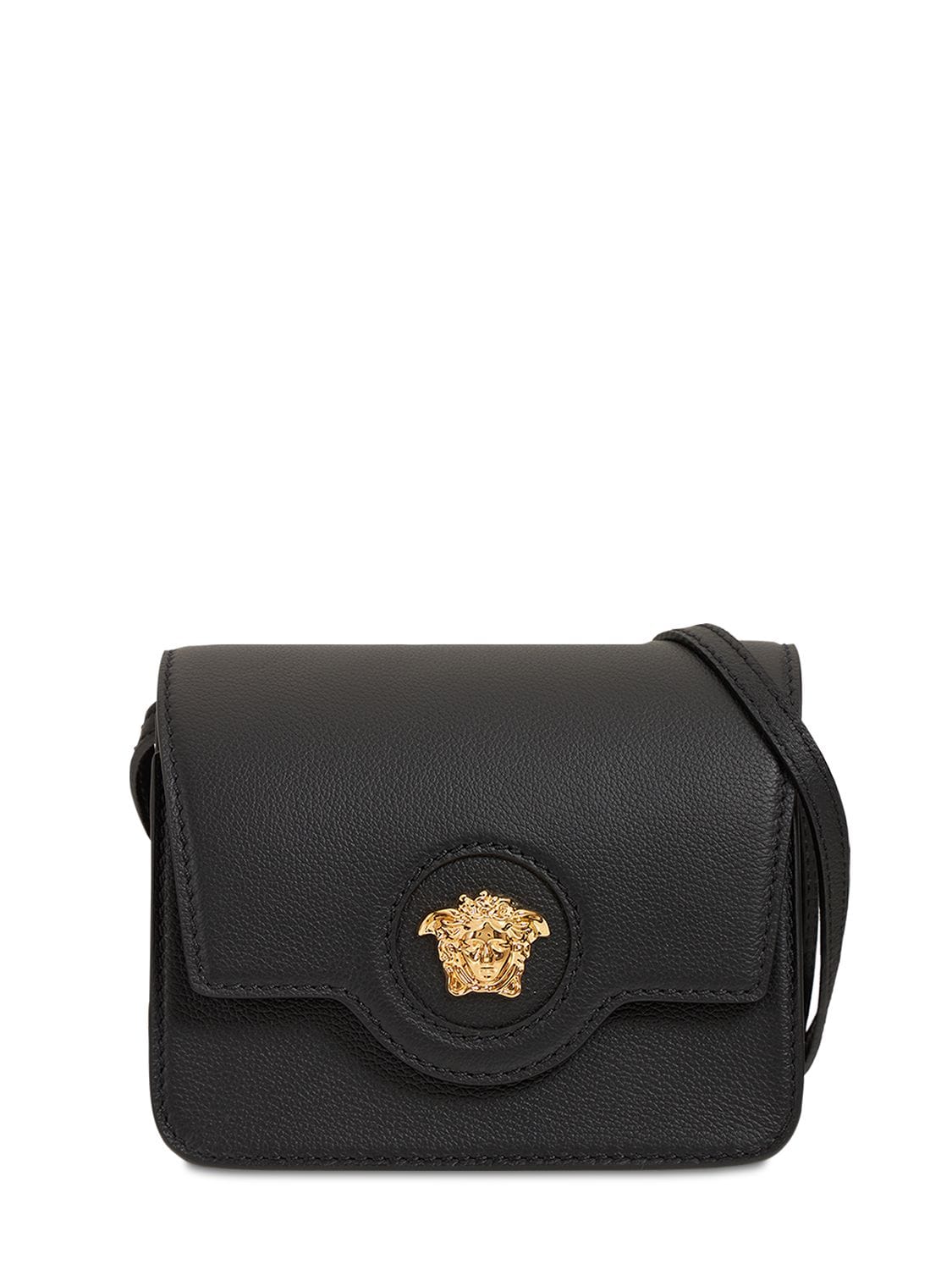 Versace Medusa Leather Shoulder Bag In Black